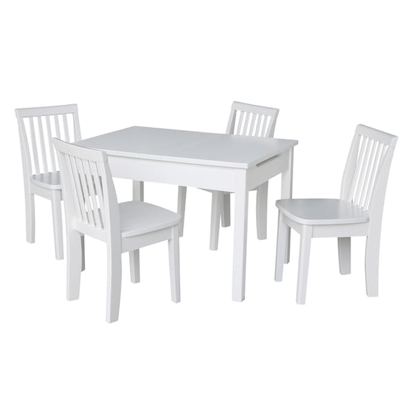 International Concepts Rectangle Table with 4 Mission Juvenile Chairs, 24 in W, 33.1 in L, 22.2 in H, Wood, White K08-JT2532L-263-4 - main
